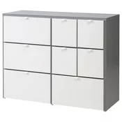 VISTHUS Komoda s 8 fioka, siva/bela, 122x96 cm