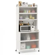 COSTWAY Mobilna kuhinjska kredenca Bela komoda, (5000160203)