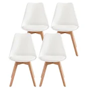 Songmics Jedilni stoli 4-delni komplet oblazinjeni kuhinjski stoli PU usnje bukev 465x57x79 cm bela
