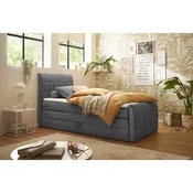 MID.YOU POSTELJA BOXSPRING 100 cm x 200 cm , tekstil, leseni material temno siva