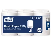 Papirnate brisače, sredinski zvitek, dvoslojne, sistem M2, univerzalne, TORK, bele, 6 zvitkov
