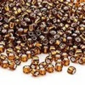 Kašaste perle (seed beads) 4 mm providna sa srebrnom linijom braon