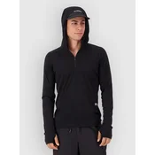 Mons Royale Temple Merino Long Sleeve Hood Base Layer To black