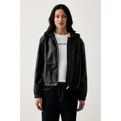 Calvin Klein Jeans Jakna iz umetnega usnja LV047G516G Črna Regular Fit