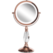 Beliani Kozmetično ogledalo z LED lučko o 18 cm roza zlato MAURY