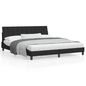 shumee vidaXL Posteljni okvir z LED zaslonom črne barve 180x200 cm žamet