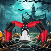 Costway Halloween napihljiva pajkova dekoracija 313 cm z rdečimi očmi tunelskega svetlobnega učinka in LED lučjo