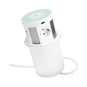 Stolpec vtičnic za namizno ploščo z brezžičnim polnjenjem 4x230V+2xUSB-A+2xUSB-C bel