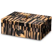 Casa Padrino Luxury Jewelry Box Natural/Black/Brass 28 cm
