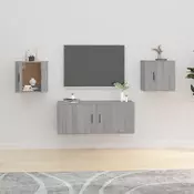 Vidaxl vidaXL Stenske TV omarice, komplet 2 kosov, siva sonoma hrastova barva, 40x34,5x40 cm