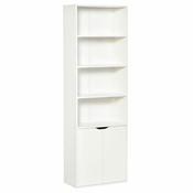 HOMCOM Sodobna knjižna omara s 4 policami in 2 vrati za dnevno sobo, pisarno in kabinet, 59x29x180 cm, bela