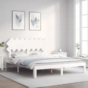 shumee vidaXL Posteljni okvir brez vzmetnice bel 160x200 cm masiven borov les