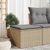Vidaxl vidaXL Vrtni stolček z blazino, bež, 55x55x37 cm, poli ratan