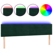 Vidaxl LED posteljno vzglavje temno zeleno 180x5x78/88 cm žamet