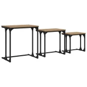 Vidaxl Gnezdeča Kavna Miza 3 pcs artisan hrast 50,5 x 35 x 53 cm