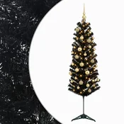 Vidaxl Umetno ozko božično drevesce z božično kroglico 120 cm 150 LED