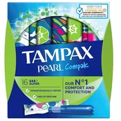 Tampax Pearl Compak higienski tamponi z aplikatorjem, Super 16 kosov.