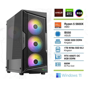 PCPLUS Gamer Ryzen 5 5600X 16GB 1TB NVMe SSD GeForce RTX 4060 Ti 8GB RGB Windows 11 Home gaming desktop