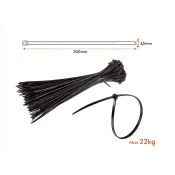 V-TAC Trak za vlečenje kablov 4,5x300 mm, črn, pakiranje po 100 kosov [11174]