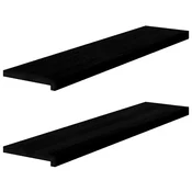 Vidaxl Podloge za stopnice 2 kosa rjavo-črne 110x30x2 cm trdna hrastovina