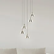 Trio Lighting LED viseča svetilka Romeo, O 28 cm, nikljeva barva, kovina, 5-svetilna. - Dnevna soba/jedilnica - Sodobni - nikelj