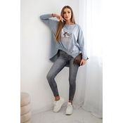 Kesi Womens blouse with eagle and Canyon inscription grey