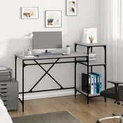 shumee vidaXL Pisalna miza s policami, siva, hrast sonoma, 135x50x90 cm