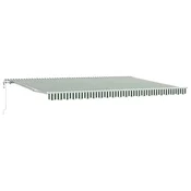 Vidaxl Vlečna tenda Zelena in Bela 500 x 300 cm Tkanina in aluminij