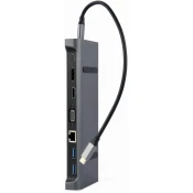 Gembird A-CM-COMBO9-02 priklopna postaja USB tipa C 9 v 1 (Hub3.2 + HDMI + DisplayPort + VGA + PD + LAN + stereo zvok)