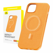 BASEUS Magnetno ohišje za telefon iPhone 15 Plus Baseus Fauxther Series (oranžno)