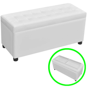 VIDAXL škatla za shranjevanje iz umetnega usnja z gumbi, bela