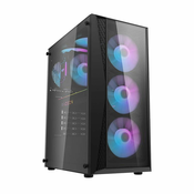 darkFlash Računalniško ohišje DK352 Plus (črno) + 4 RGB ventilatorji
