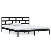Vidaxl Posteljni okvir črn 135x190 cm trden les