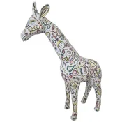 Casa Padrino luxury decorative sculpture giraffe white/multicolored H. 115 cm - Large decorative figure - XXL decorative sculpture - XXL decorative figure - XXL animal figure - Luxury XXL figures