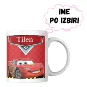 Personalizirana skodelica z motivom avtomobila Cars in imenom po izbiri