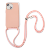 FixPremium - Silikonski ovitek z vrvico za iPhone 14 Plus, roza