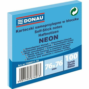 Donau Samolepilna beležnica - 76 x 76 mm, 100 l, neonsko modra