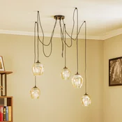 EMIBIG LIGHTING Stropna svetilka Starla, decentralizirana, petžarnica, jantar - Dnevna soba/jedilnica - Sodobni - Kovina