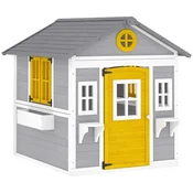 Homestar Lesena igralnica z vrati 6 okni 2 cvetličnima koritoma 2 stojaloma 114x1264x135 cm siva
