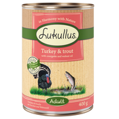 10 + 2 gratis! 12 x 400 g Lukullus Naturkost - Adult puretina i pastrva (bez žitarica)