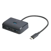 DELTACO USB-C hub with 4-ports, 5 Gbit/s, extra power input, black