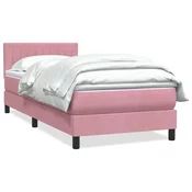 vidaXL vidaXL Box spring postelja z vzmetnico roza 80x220 cm žamet, (21792751)