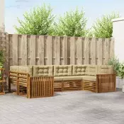 Set vanjskih sofa 6 kom. Prirodna i bež Cvrsto drvo akacije
