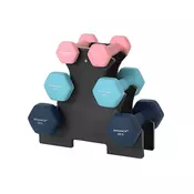 Songmics Set uteži šestkotne oblike 135x65x6 cm roza akvamarin siva