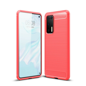 TPU gel ovitek/etui/ovitek Brushed Carbon za Huawei P40 - rdeč