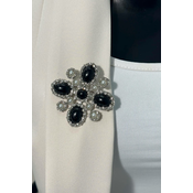 Floral brooch 2 silver + black