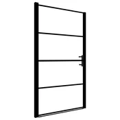 Vidaxl Vrata za tuš motno kaljeno steklo 91x195 cm črna
