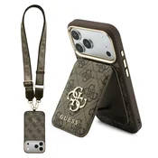 Ovitek Guess Hardcase 4G Cardslot & Big Strap MagSafe za iPhone 17 Pro Max/18 Pro Max - brown