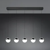 Reality Leuchten LED-visoka svetilka Senta, krom, dolžina 114 cm, 4.000 K, 5-žarilna - Dnevna soba/jedilnica - Sodobni - krom, črna - Plastika