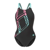 ARENA Enodelne kopalke GRAPHIC SWIM PRO BACK turkizna/svetlo roza/črna